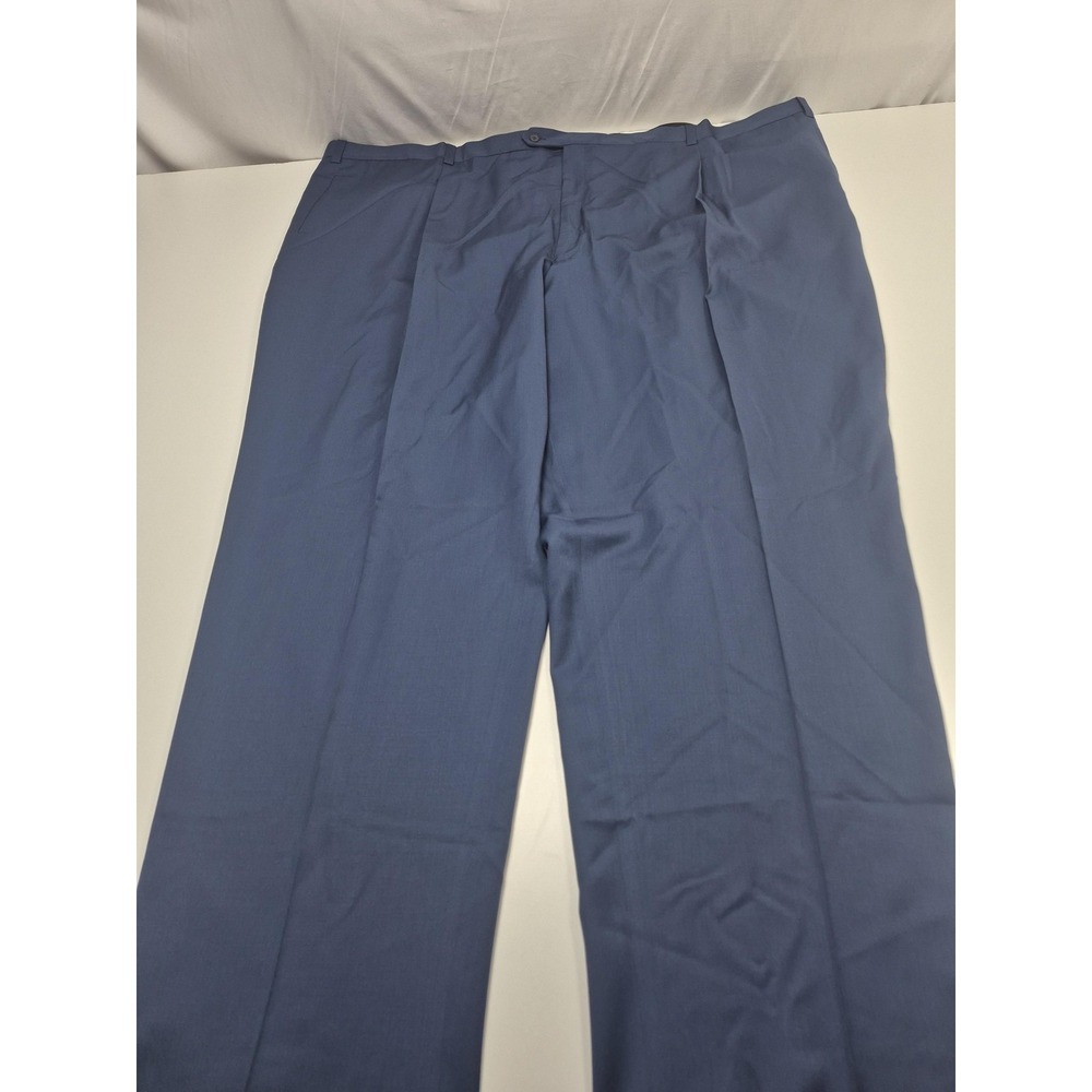 Tallia Dress Pants Mens 60x36 Blue Wool Flat Front Classic Big & Tall Business